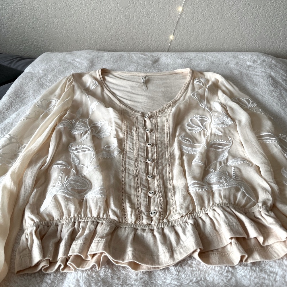 Anthropologie cream blouse